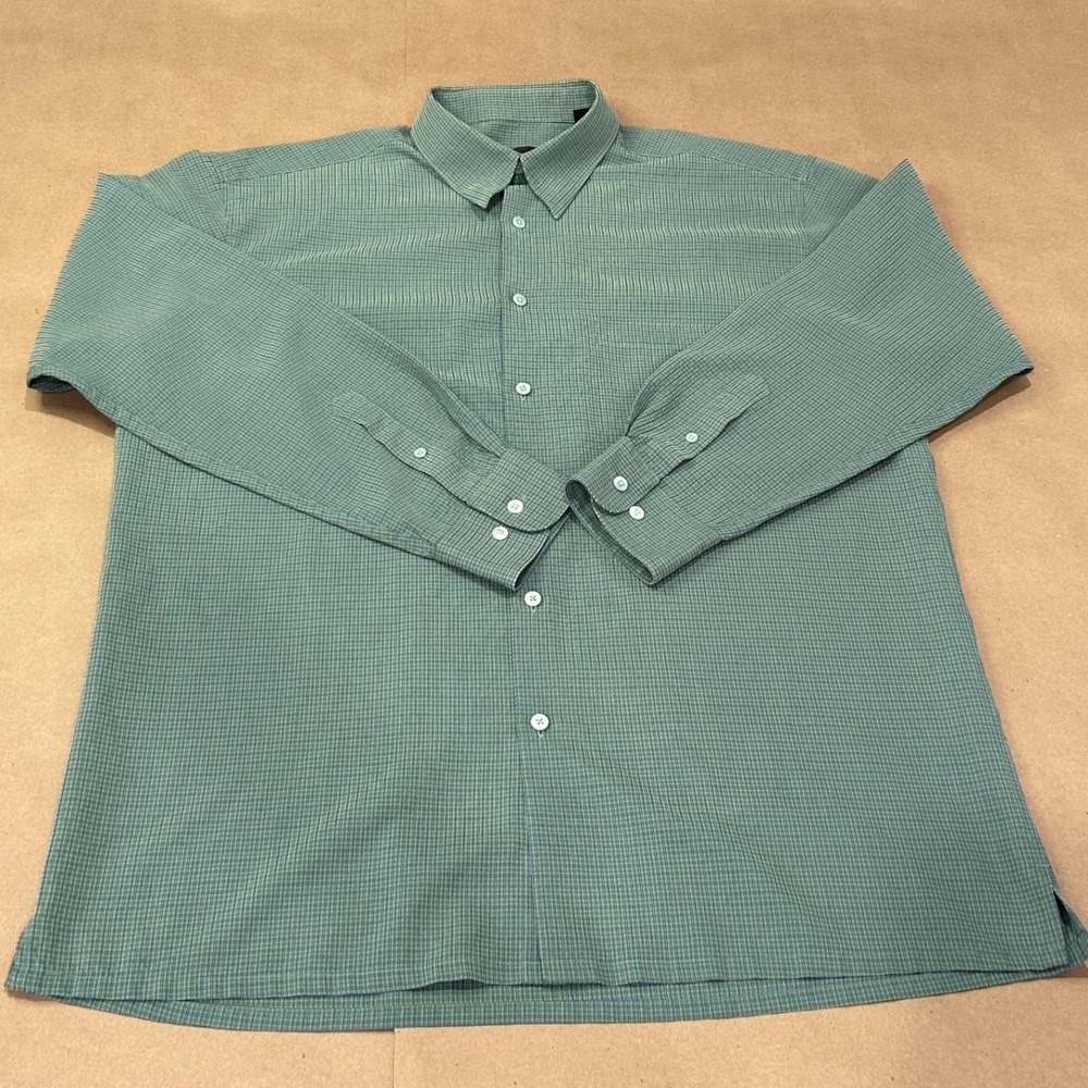Bugatchi Green Button Up Shirt Mens Large